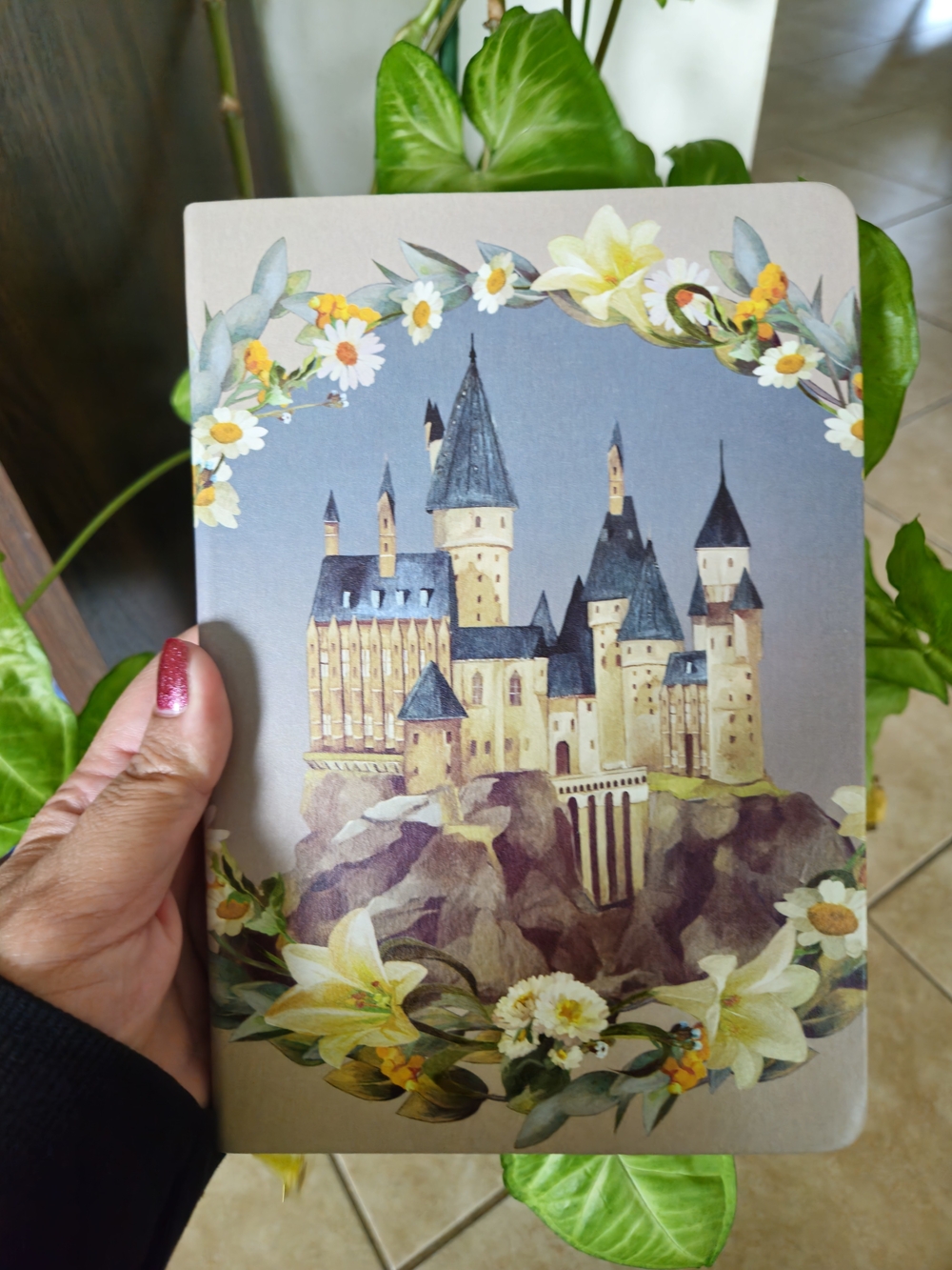 Harry Potter Floral Hardcover Journal - Blue & Cream Artwork